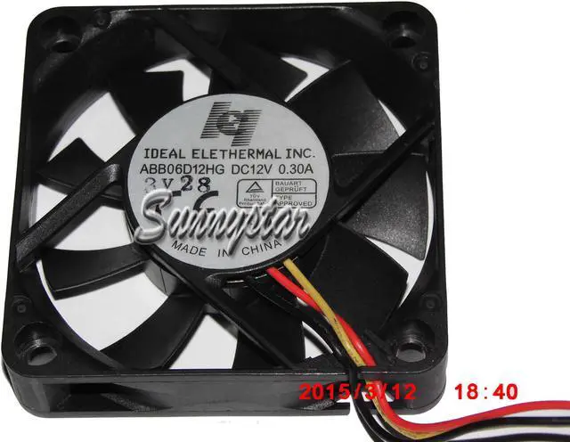 Main image of IEI 60*13mm ABB06D12HG 12V 0.3A 3 wires 3 Pins CPU Cooler Fan