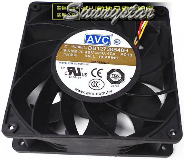 Main image of Original DB12738B48H P018 2 Balls Bearing Cooling fan with 48V 0.47A 4 Wires 4Pins 127X127X38MM