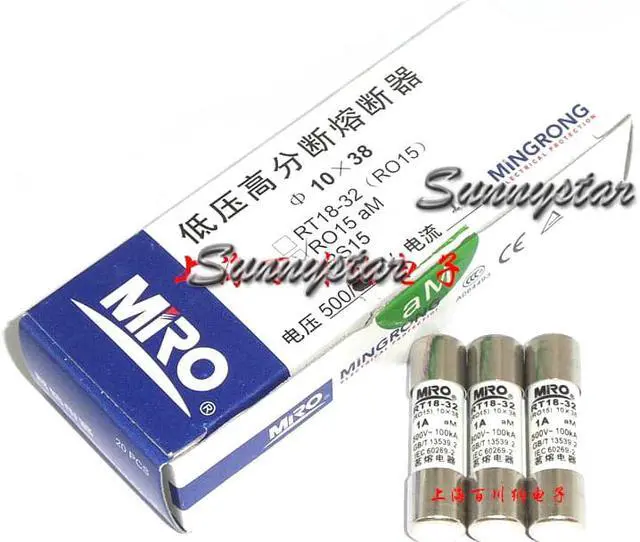 Alt view image 2 of 3 - 20 Pcs/Box MiRO RS15 5A aR fast blow (KTK KLM) 500/690V 100/50kA Ø10*38mm Cylindric Ceramic tube Fuse