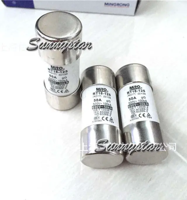 Main image of 10 Pcs MiRO RO17 125A gG (RT14-63 RT18-125 RT19-100 gF4) 500/690V 100/50kA Ø22*58mm Cylindric Ceramic tube Fuse