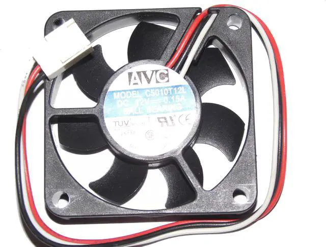 Alt view image 3 of 3 - Square Cooler of AVC 50*10mm C5010T12L with 12V 0.15A 3-Wires  3 Pins Case fan