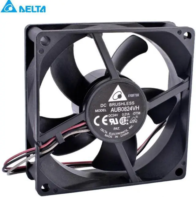 Alt view image 4 of 4 - Delta 8025 AUB0824VH -DT58 24V 0.21A 3 Wires 3 Pins 8CM Inverter Fan case cooler