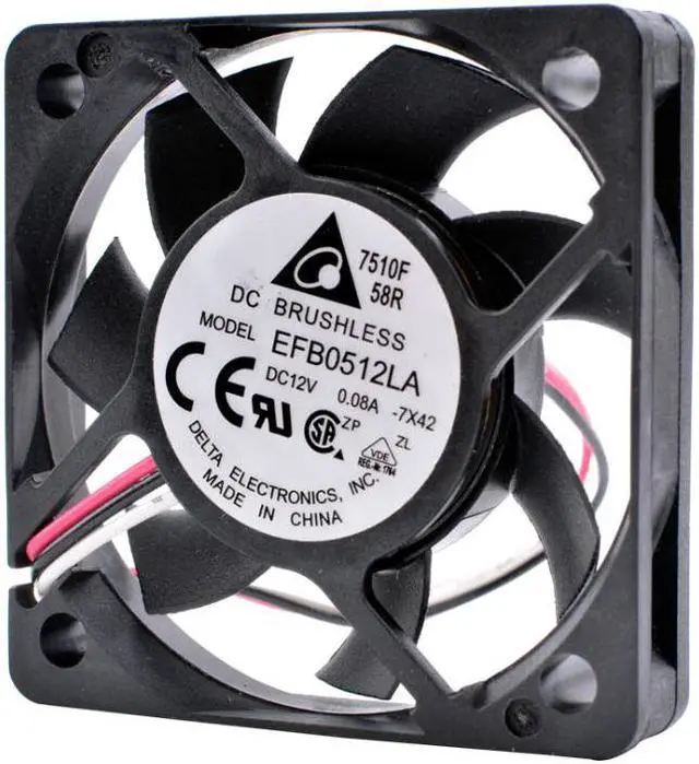 Alt view image 3 of 3 - Delta 5010 EFB0512LA -7X42 12V 0.08A 3 Wires 3 Pins speed monitoring 5cm cpu fan