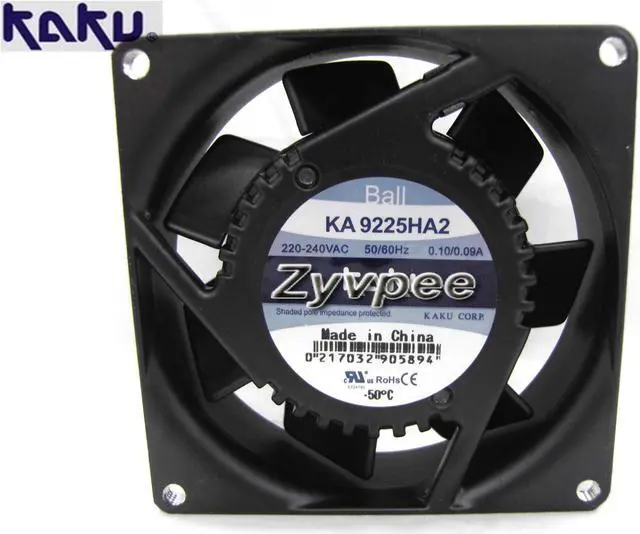 Main image of KAKU 92x25mm KA9225HA2 AC230V 0.10/0.09A 2 Pins Ball Bearing AC Axial Fan
