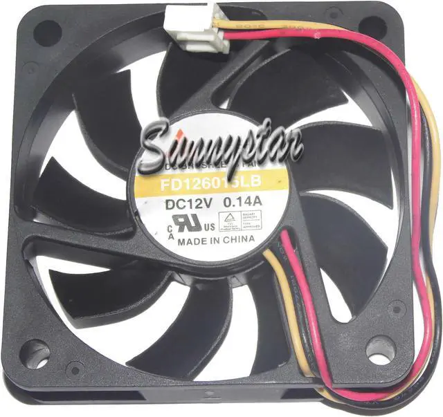 Main image of Y.S Tech Zyvpee FD126015LB 6015 DC 12v 0.14A 3 wires 3 pins ball bearing mute A  6cm cooling fan