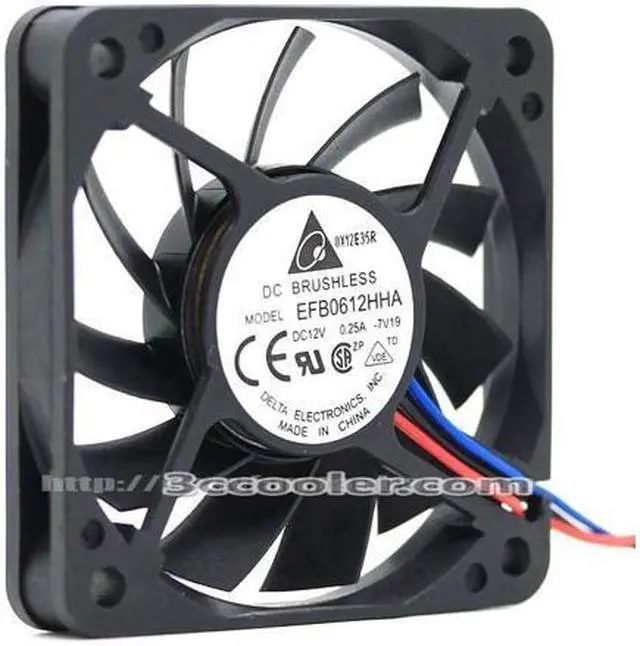 Alt view image 3 of 3 - Radiator Cooling Cooler Fan For DELTA EFB0612HHA 6010 6CM 12V 0.25A 60*60*10mm 3Pin For Infocus LP530 Replacement Chassis