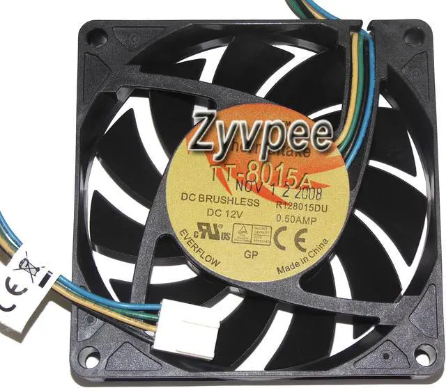 Main image of TT EVERFLOW 80*15MM R128015DU 12V 0.50A 4 Wires 4 Pins PWM  8CM Case Fan CPU cooler