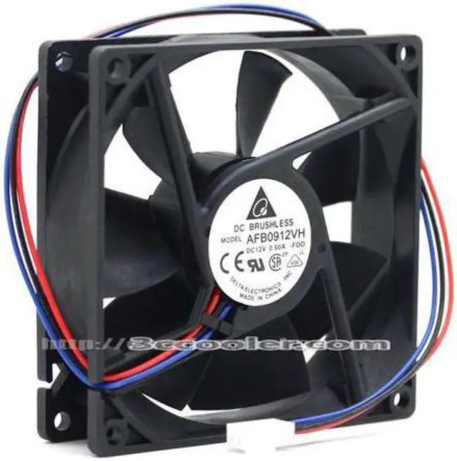 Main image of Delta 9025 AFB0912VH FOO 0.6A 12V 3800RPM 81.42 CFM 3 Wires 3 Pins 9CM Case Fan