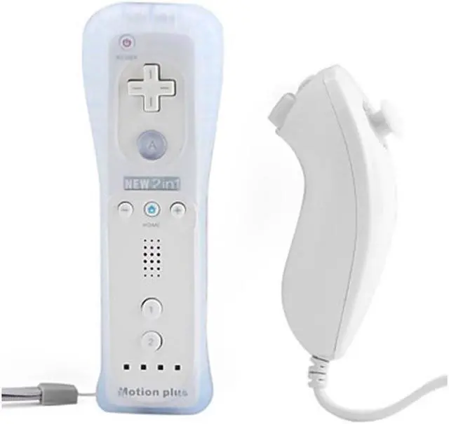 Main image of 2in1 Remote Plus Built-In Motion Plus Nunchuk Silicone Case for Nintendo Wii - White (Althemax)
