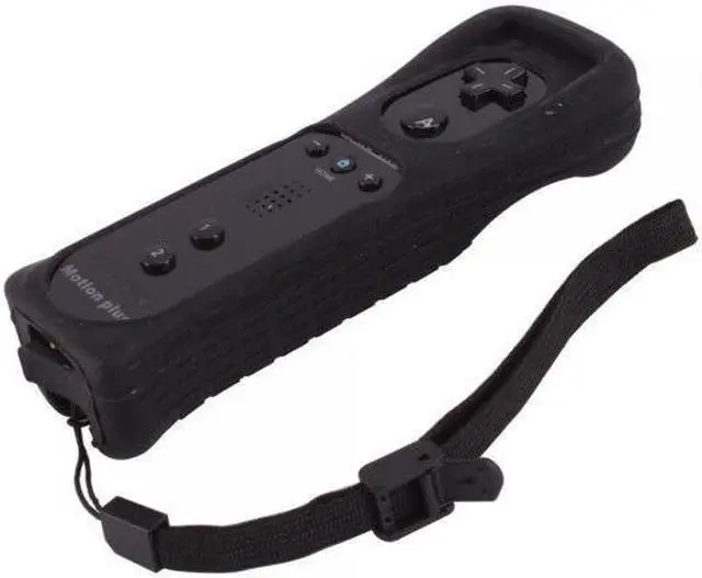 Alt view image 2 of 7 - 2in1 Remote Plus Built-In Motion Plus Nunchuk Silicone Case for Nintendo Wii - Black (Althemax)