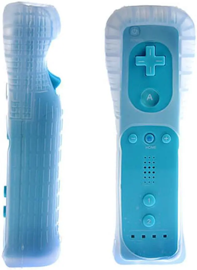 Alt view image 3 of 3 - 2in1 Remote Plus Built-In Motion Plus Nunchuk Silicone Case for Nintendo Wii - Blue (Althemax)