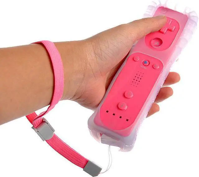 Main image of 2in1 Remote Plus Built-In Motion Plus Nunchuk Silicone Case for Nintendo Wii - Pink (Althemax)