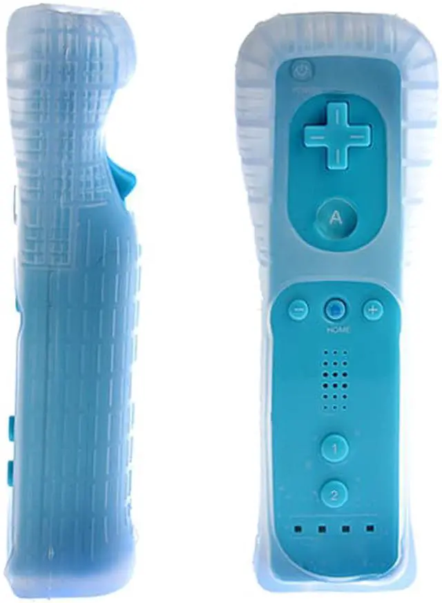 Alt view image 3 of 4 - Wireless Remote + Silicone Case + Nunchuck Controller Set for Nintendo Wii - Blue (Althemax)