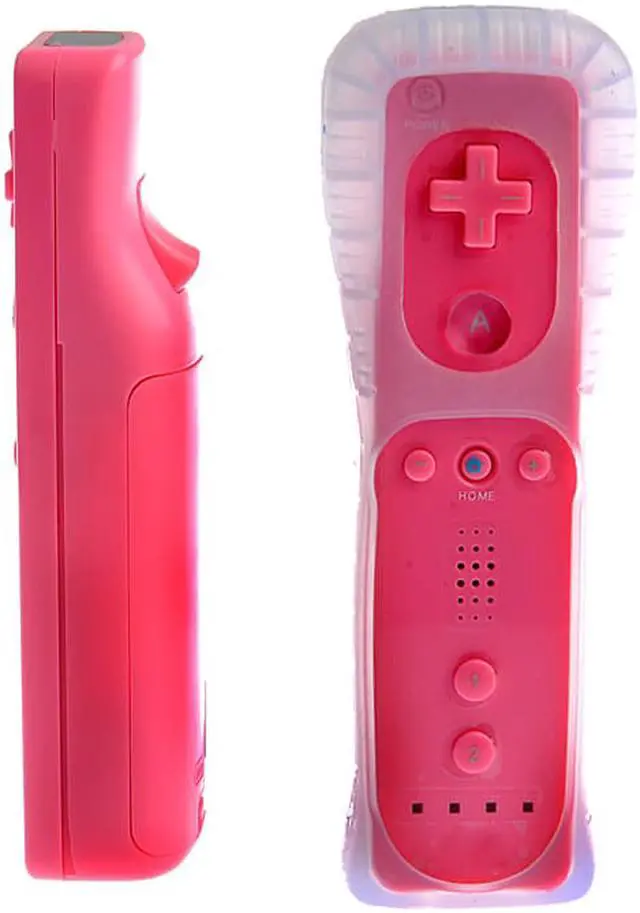 Alt view image 3 of 4 - Wireless Remote + Silicone Case + Nunchuck Controller Set for Nintendo Wii - Pink (Althemax)