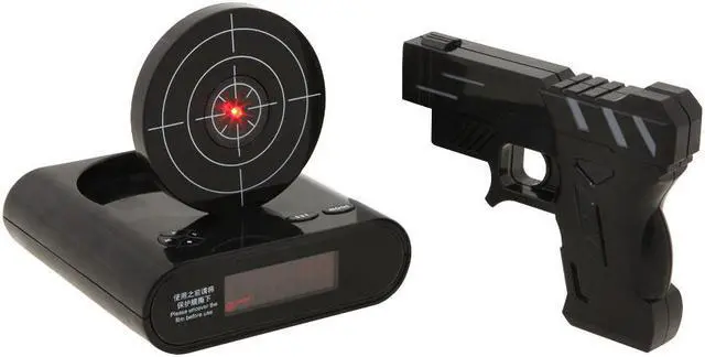 Main image of Novelty Gadget Funny LCD Shooting Game Target Panel Gun Alarm Clock Gift Toy - Black (Althemax)