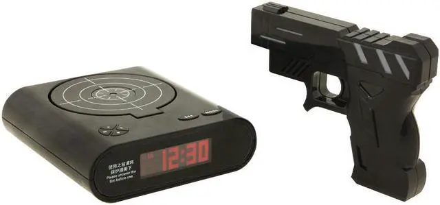 Alt view image 2 of 5 - Novelty Gadget Funny LCD Shooting Game Target Panel Gun Alarm Clock Gift Toy - Black (Althemax)