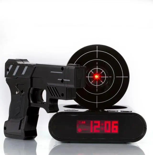 Alt view image 3 of 5 - Novelty Gadget Funny LCD Shooting Game Target Panel Gun Alarm Clock Gift Toy - Black (Althemax)
