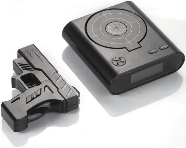 Alt view image 4 of 5 - Novelty Gadget Funny LCD Shooting Game Target Panel Gun Alarm Clock Gift Toy - Black (Althemax)