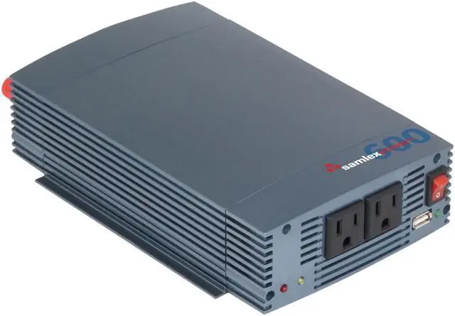 Alt view image 4 of 4 - Samlex - SSW60012A - Samlex - Ssw60012a 600 Watt Pure Sine Wave Inverter 12vdc To 115vac With 2 Three Prong Outlets & A