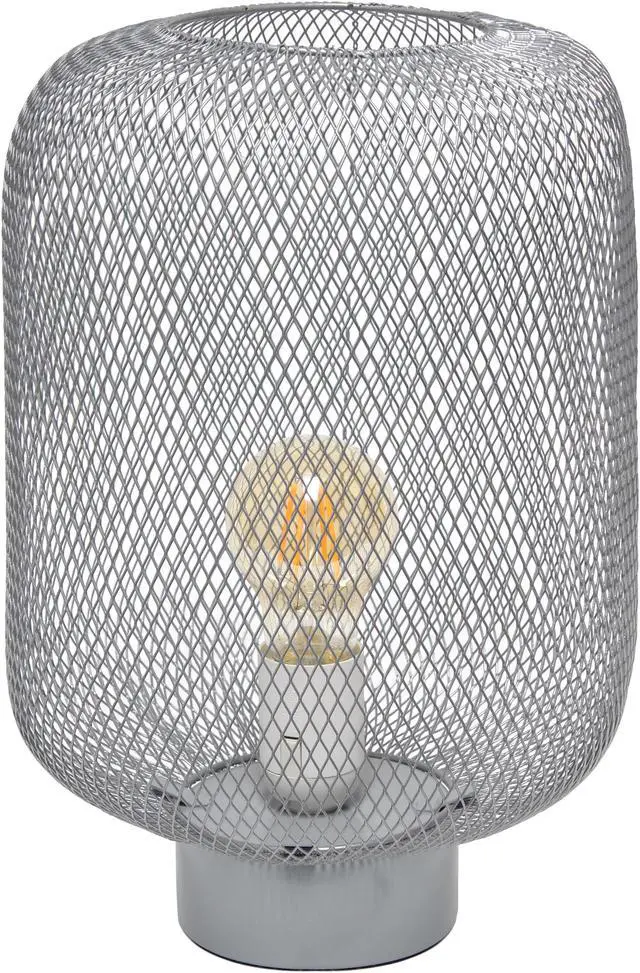 Alt view image 3 of 15 - Simple Designs Gray Metal Mesh Industrial Table Lamp