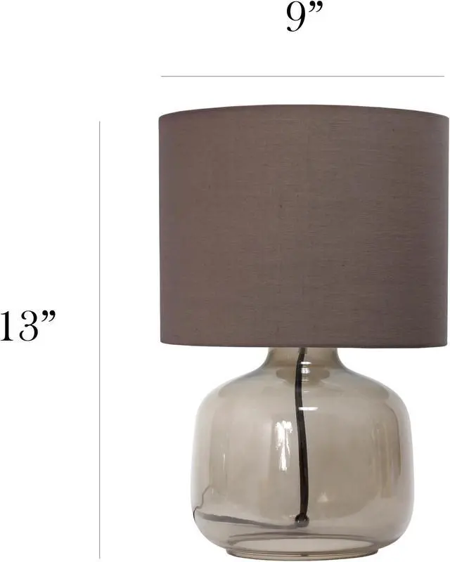 Alt view image 6 of 15 - Simple Designs Glass Table Lamp with Fabric Shade, Smoke with Gray Shade
