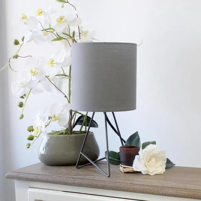 Alt view image 4 of 20 - Simple Designs Down to the Wire Table Lamp with Fabric Shade, Gray with Gray Shade