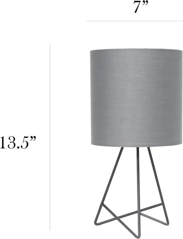 Alt view image 5 of 20 - Simple Designs Down to the Wire Table Lamp with Fabric Shade, Gray with Gray Shade