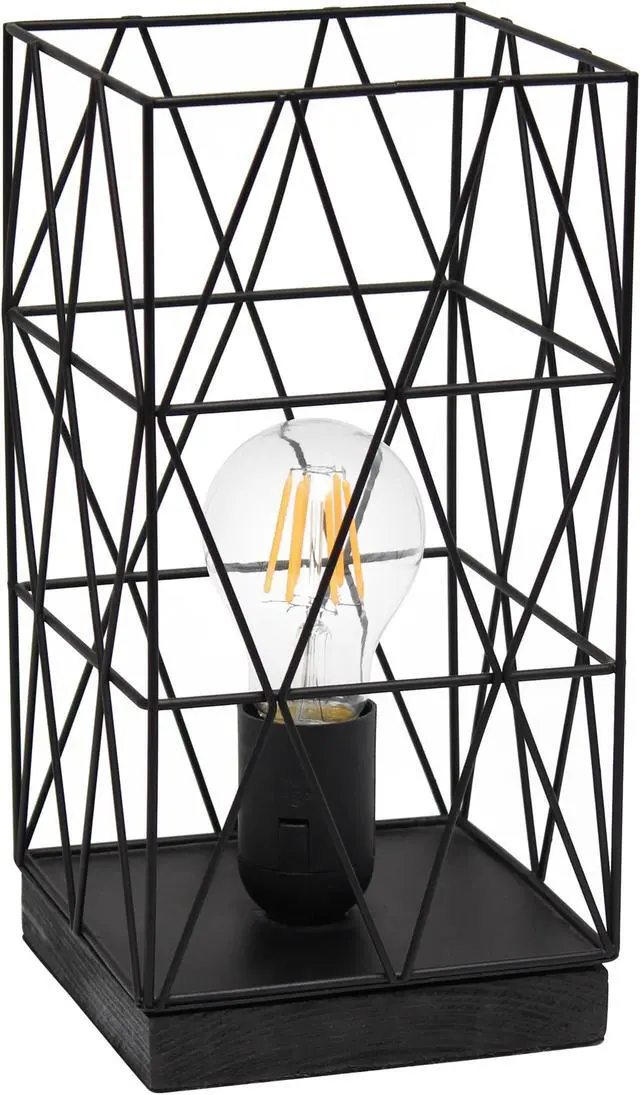 Alt view image 2 of 18 - Simple Designs Black Geometric Square Metal Table Lamp
