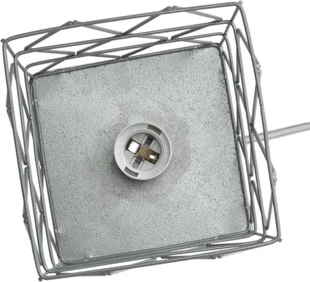 Alt view image 4 of 15 - Simple Designs Gray Geometric Square Metal Table Lamp