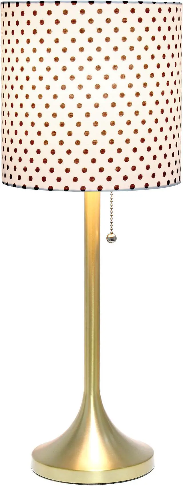 Alt view image 2 of 20 - Simple Designs Gold Tapered Table Lamp with Polka Dot Fabric Drum Shade