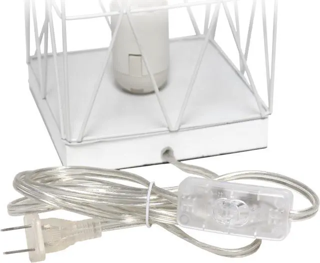 Alt view image 4 of 18 - Simple Designs White Geometric Square Metal Table Lamp
