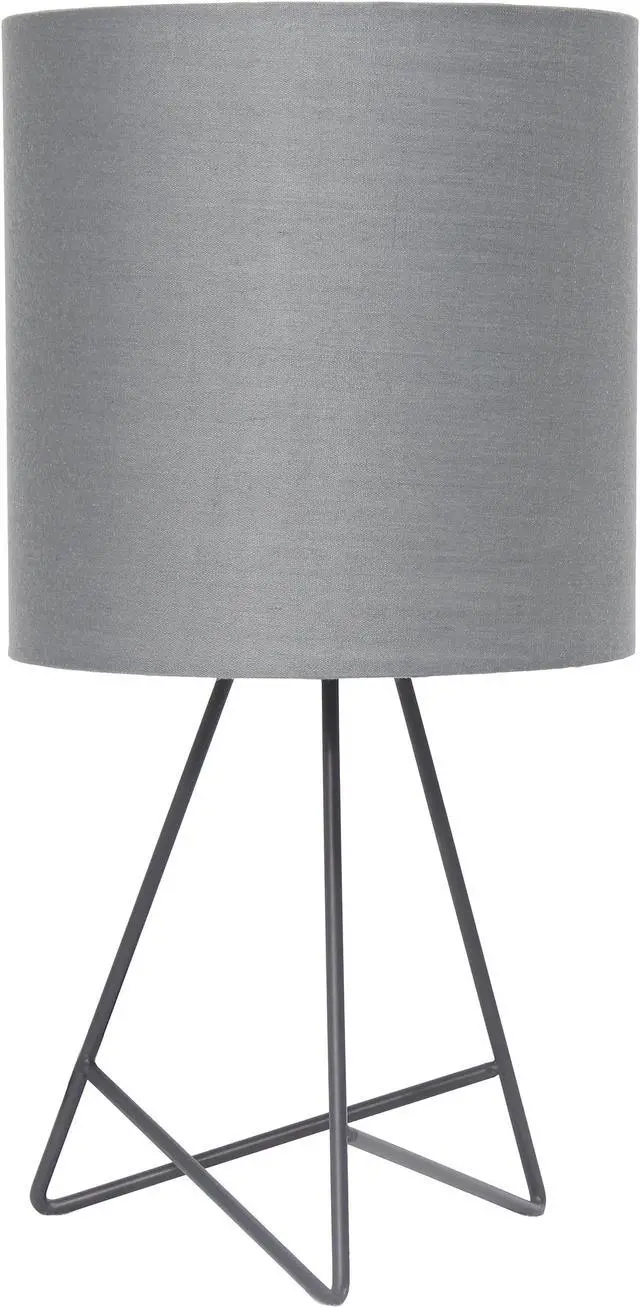Main image of Simple Designs Down to the Wire Table Lamp with Fabric Shade, Gray with Gray Shade