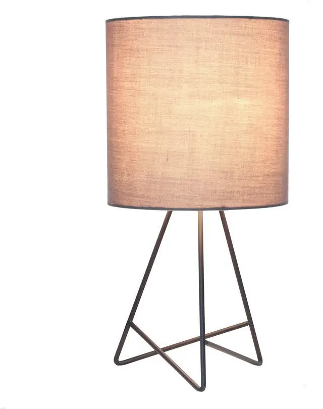 Alt view image 2 of 20 - Simple Designs Down to the Wire Table Lamp with Fabric Shade, Gray with Gray Shade