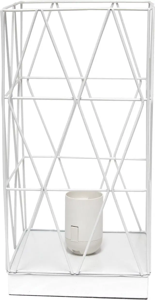 Main image of Simple Designs White Geometric Square Metal Table Lamp