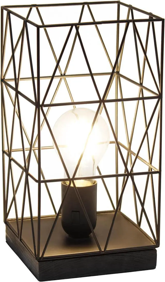 Alt view image 3 of 18 - Simple Designs Black Geometric Square Metal Table Lamp