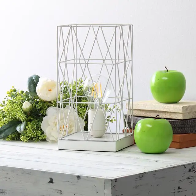 Alt view image 5 of 18 - Simple Designs White Geometric Square Metal Table Lamp