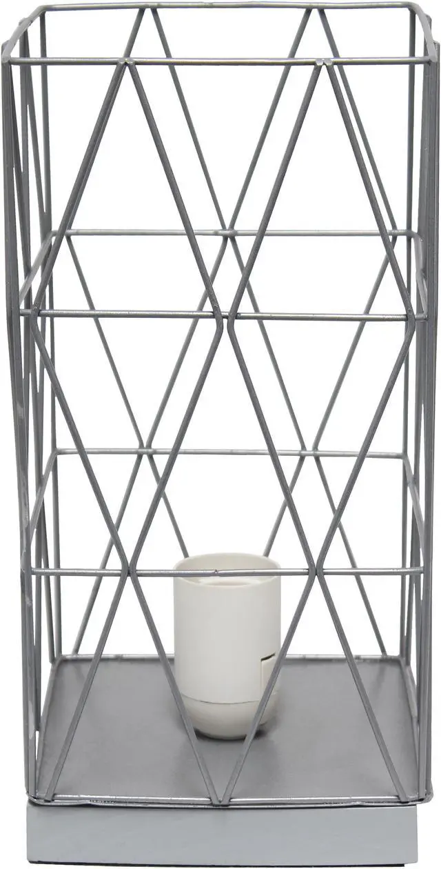 Main image of Simple Designs Gray Geometric Square Metal Table Lamp