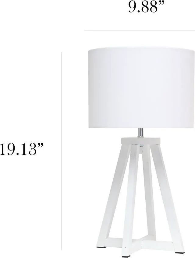 Alt view image 3 of 18 - Simple Designs Interlocked Triangular White Wood Table Lamp with White Fabric Shade