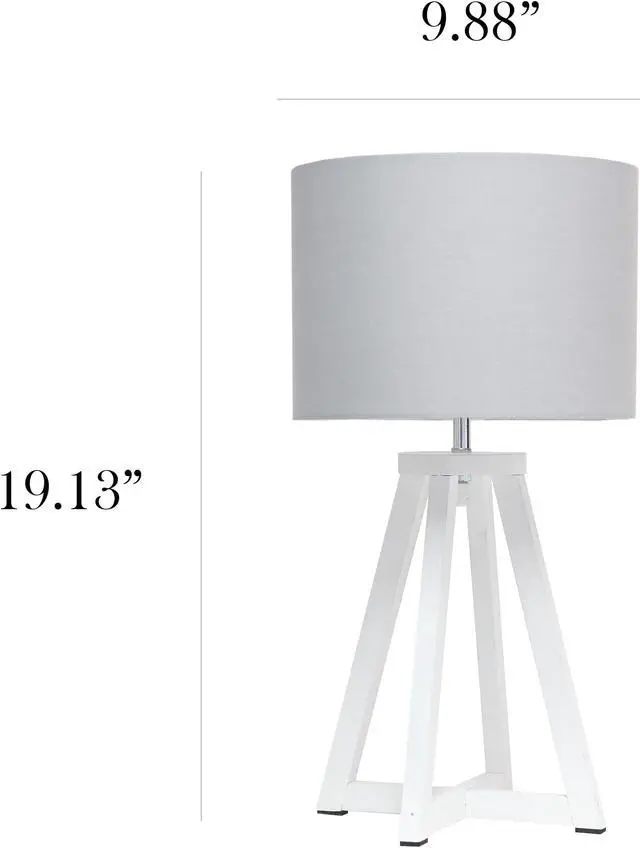 Alt view image 5 of 18 - Simple Designs Interlocked Triangular White Wood Table Lamp with Gray Fabric Shade