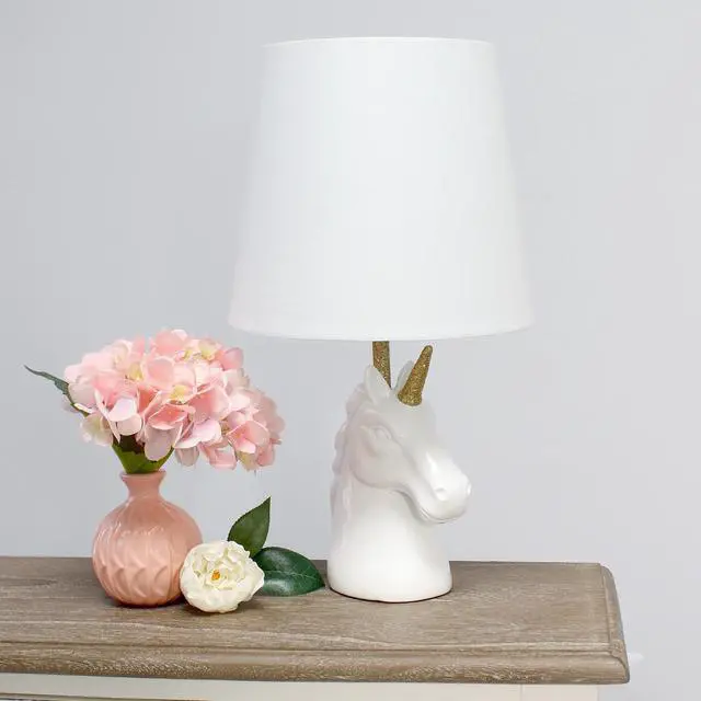 Alt view image 4 of 18 - Simple Designs Sparkling Gold and White Unicorn Table Lamp