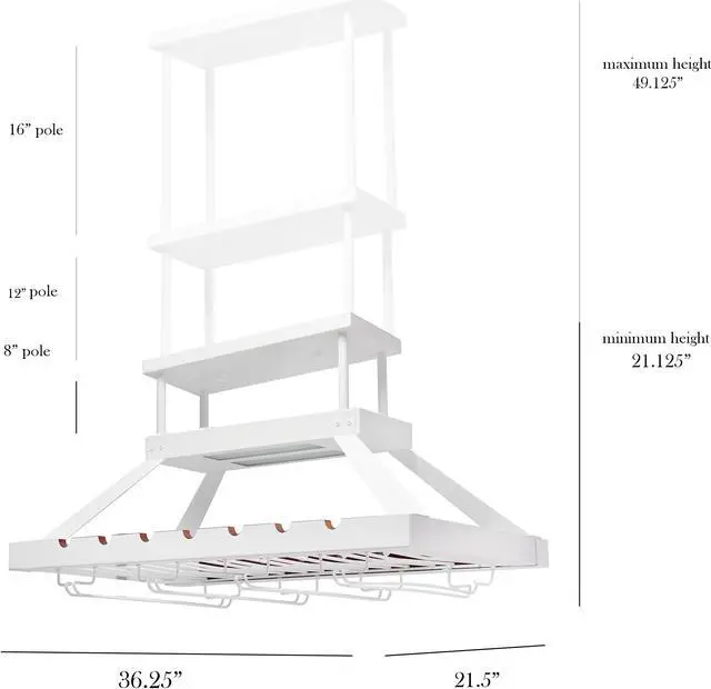 Alt view image 4 of 16 - Elegant Designs 2 Light LED Overhead Wine Rack, White