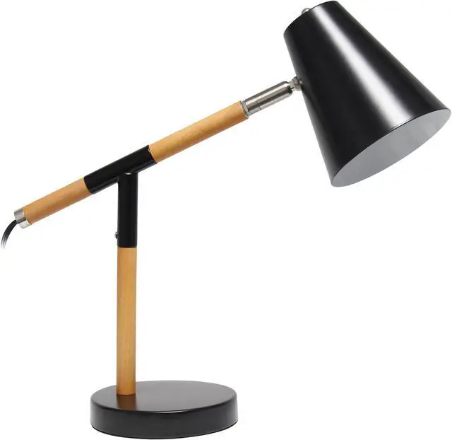 Main image of Simple Designs Black Matte and Wooden Pivot Desk Lamp