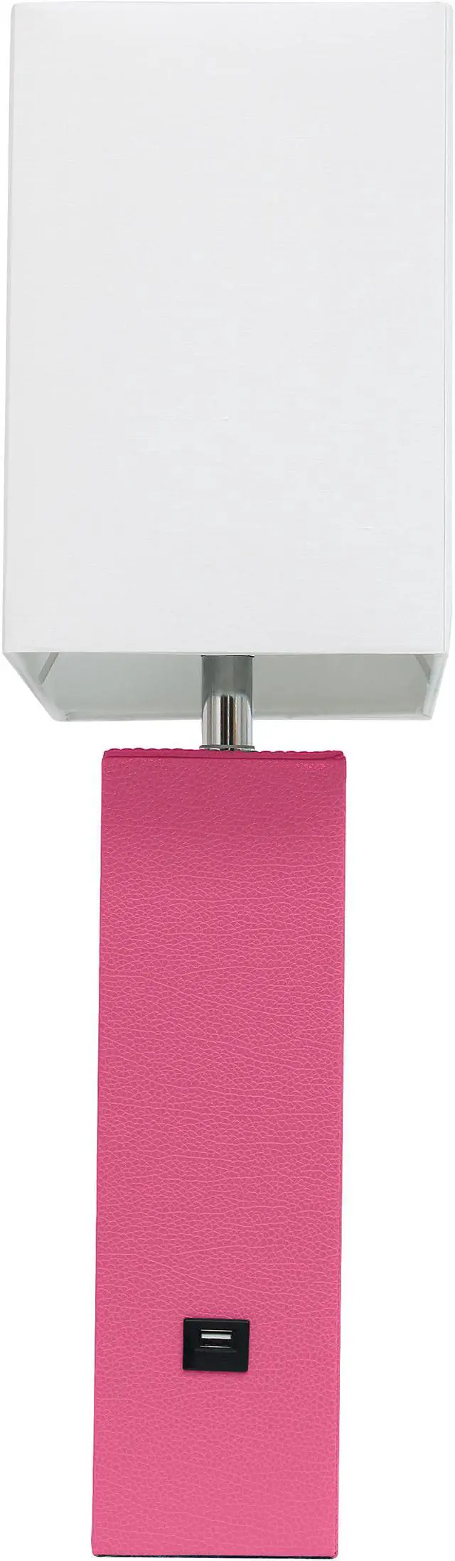Alt view image 4 of 18 - Elegant Designs Modern Leather Table Lamp with USB and White Fabric Shade, Hot Pink