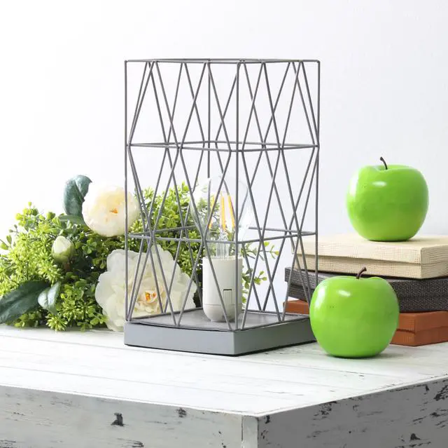 Alt view image 6 of 15 - Simple Designs Gray Geometric Square Metal Table Lamp