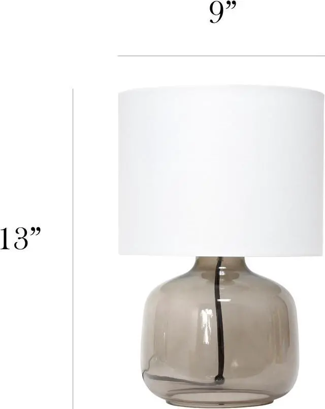 Alt view image 5 of 15 - Simple Designs  Glass Table Lamp with Fabric Shade, Smoke with White Shade