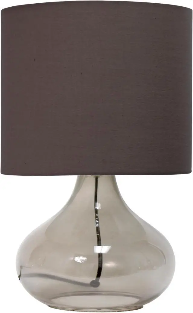 Main image of Simple Designs Glass Raindrop Table Lamp with Fabric Shade, Smoke Gray with Gray Shade