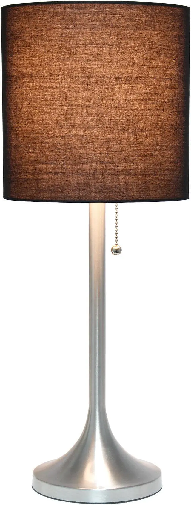 Alt view image 2 of 20 - Simple Designs Brushed Nickel Tapered Table Lamp with Black Fabric Drum Shade