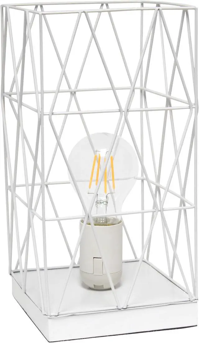 Alt view image 2 of 18 - Simple Designs White Geometric Square Metal Table Lamp