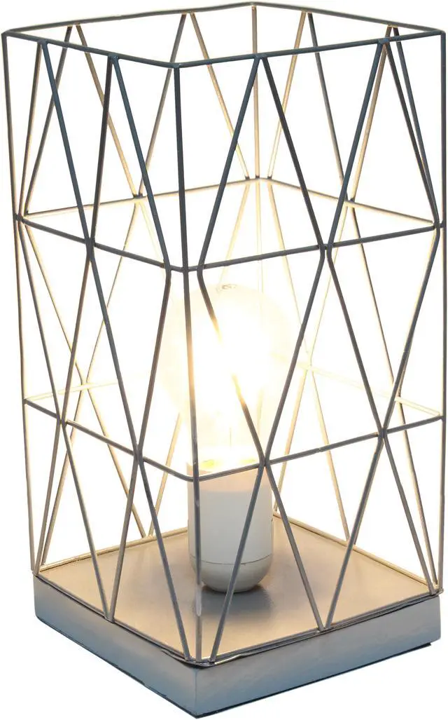 Alt view image 3 of 15 - Simple Designs Gray Geometric Square Metal Table Lamp