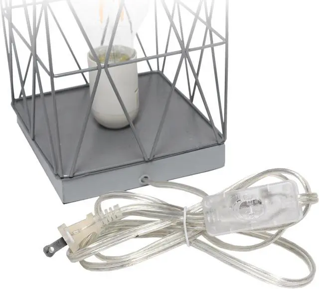 Alt view image 5 of 15 - Simple Designs Gray Geometric Square Metal Table Lamp